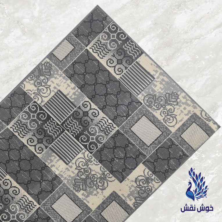 گلیم فرش کناره طوسی